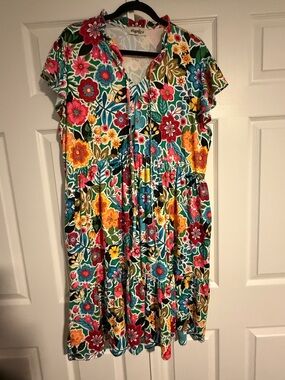 Plus Size Floral Knee Length Boutique Dress | 3x